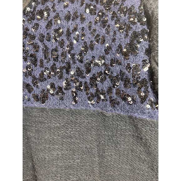 Free People Sweater Womens Blue Black Sequins Pullover V Neck Tunic Boho Size XS - Picture 3 of 5